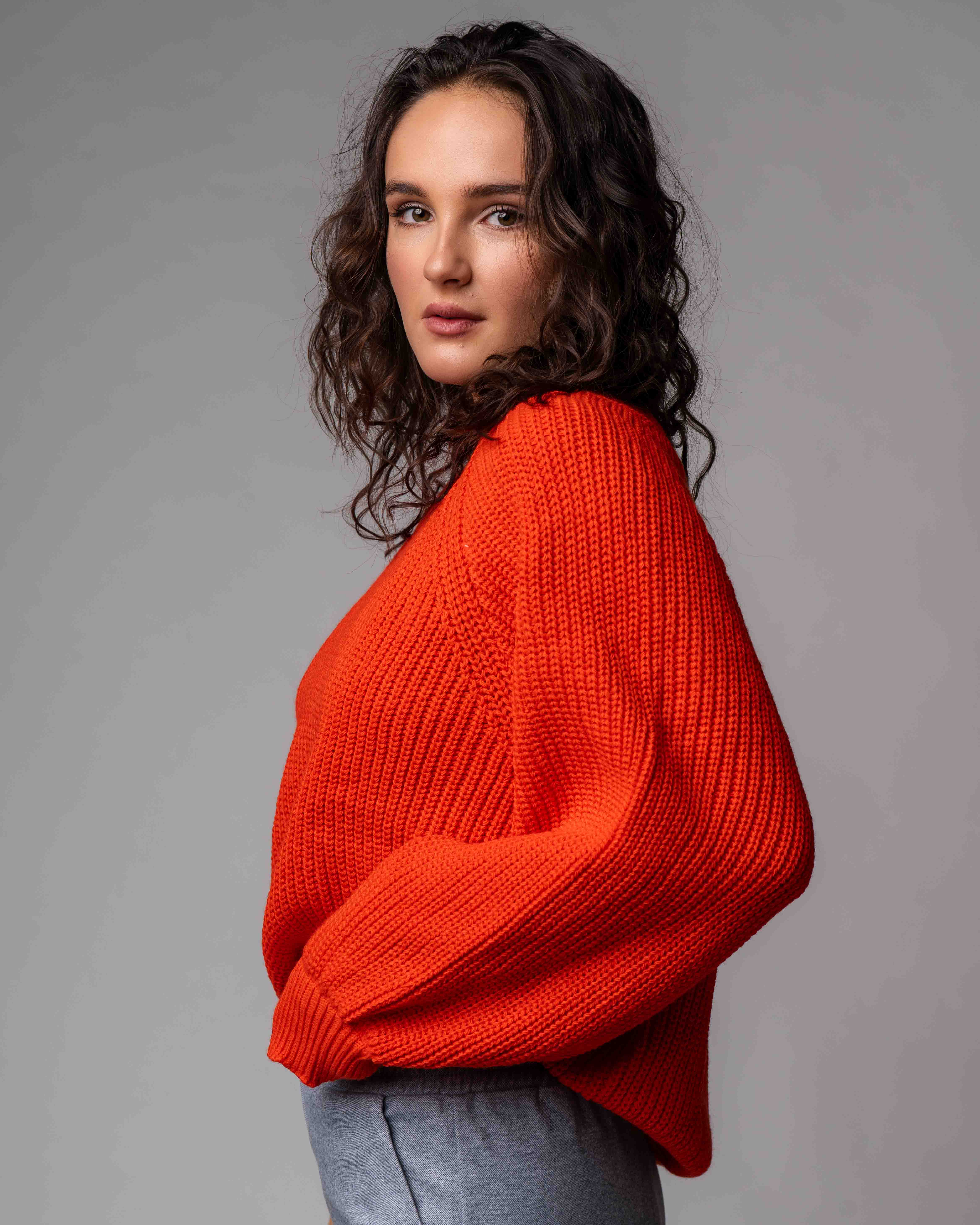 Gestrickter Raglan Pullover in Orange VOVK 4