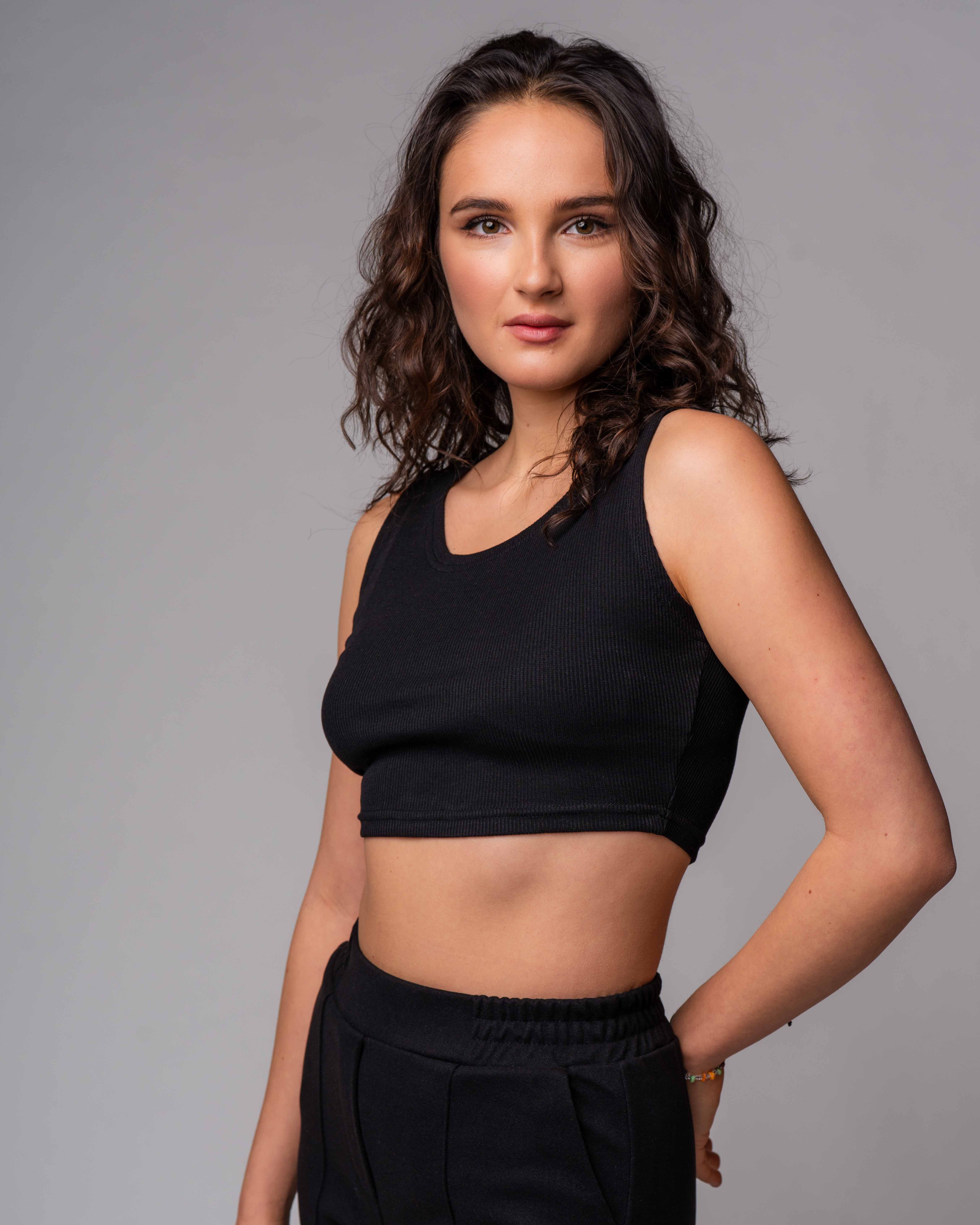 Schwarzes Cropped-Stricktop VOVK 6