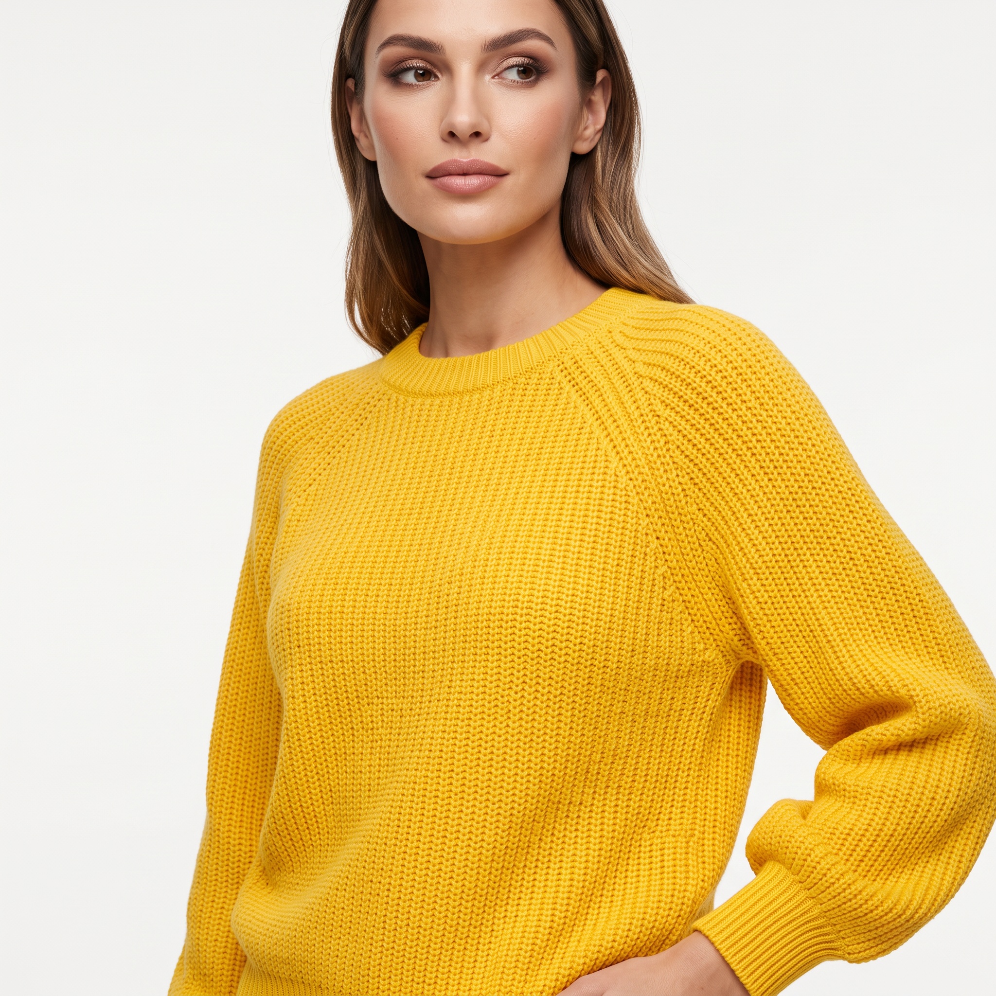 Gestrickter Raglan Pullover in Gelb VOVK 2