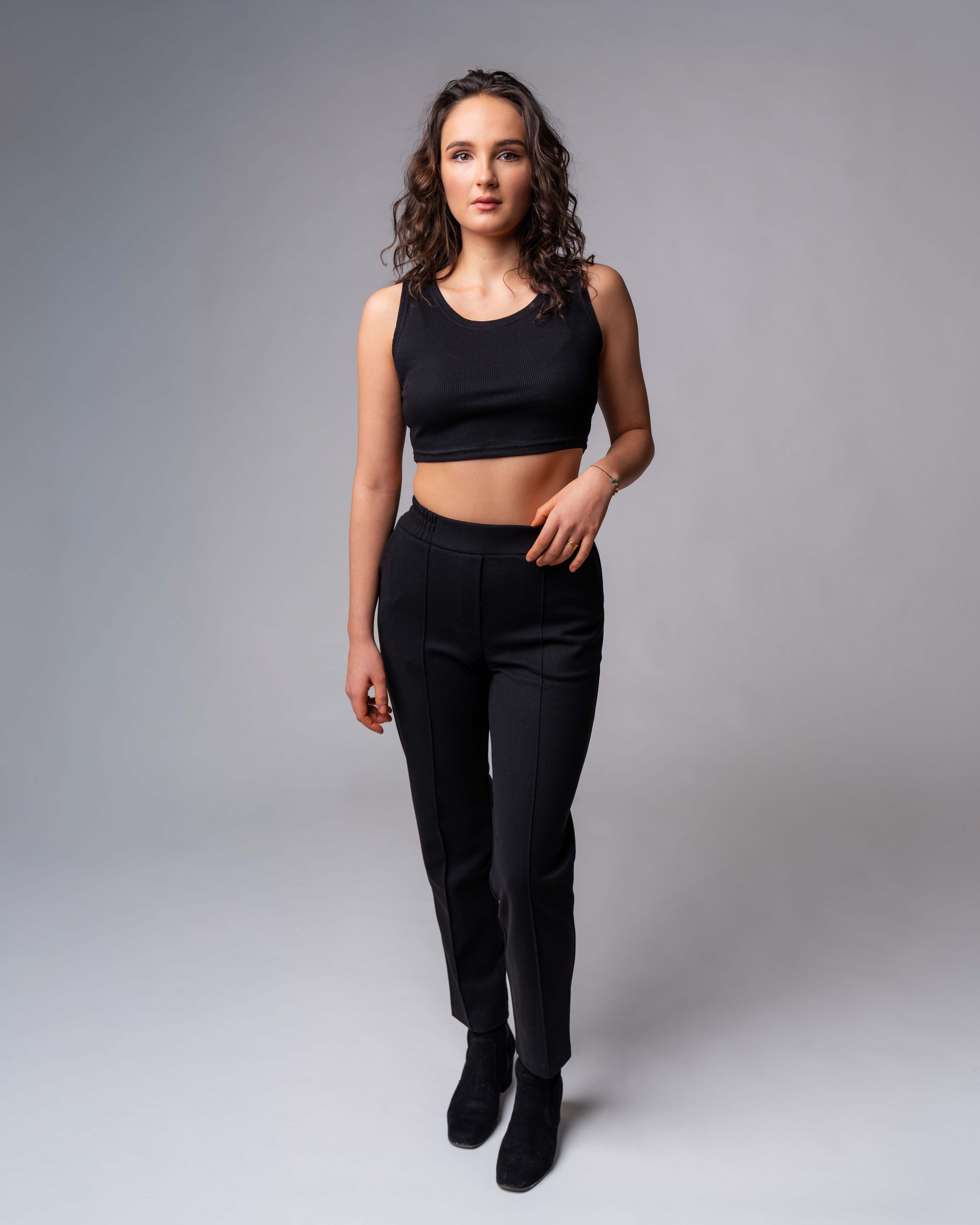 High-Waist-Strickhose mit Wollanteil