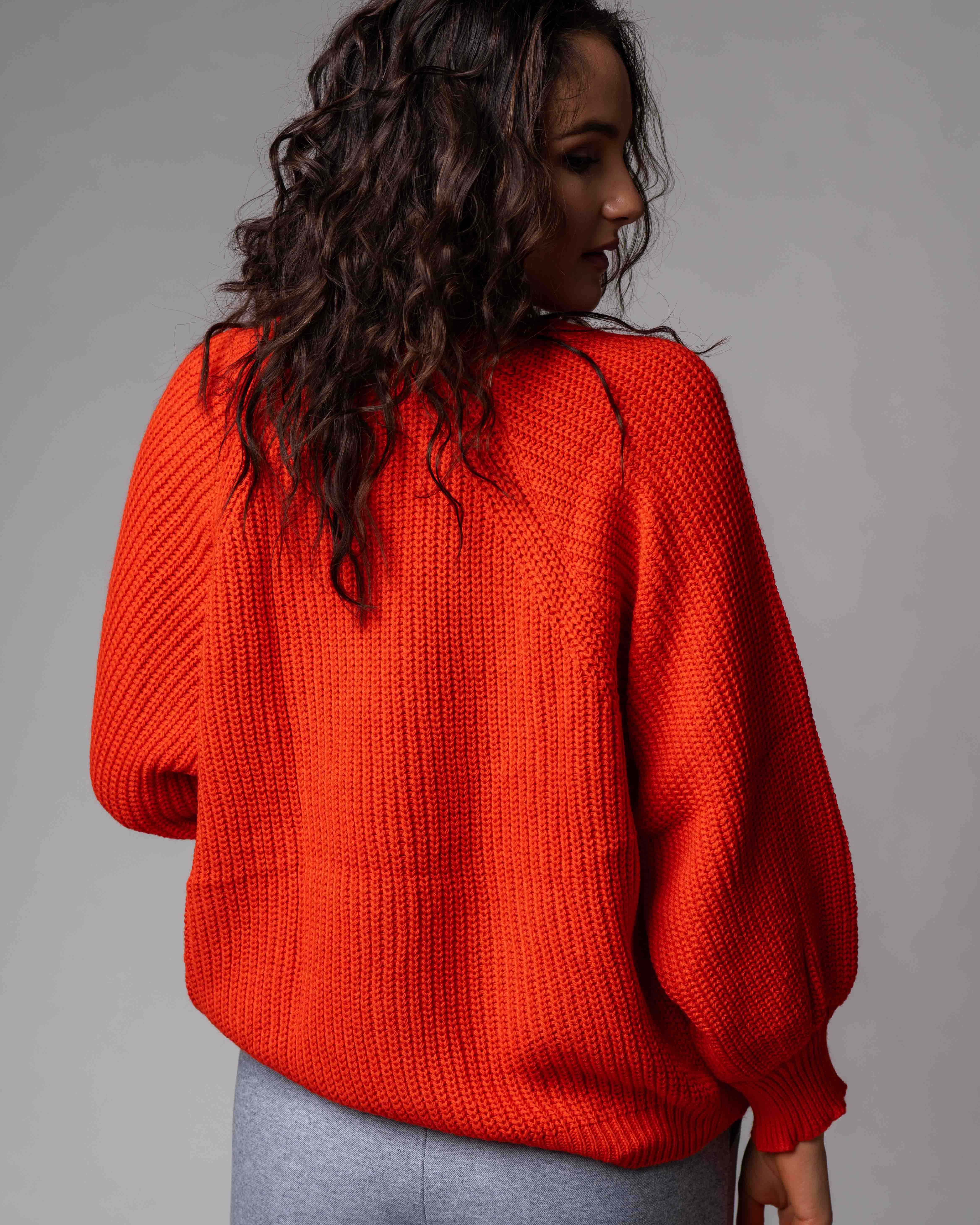 Gestrickter Raglan Pullover in Orange VOVK 5