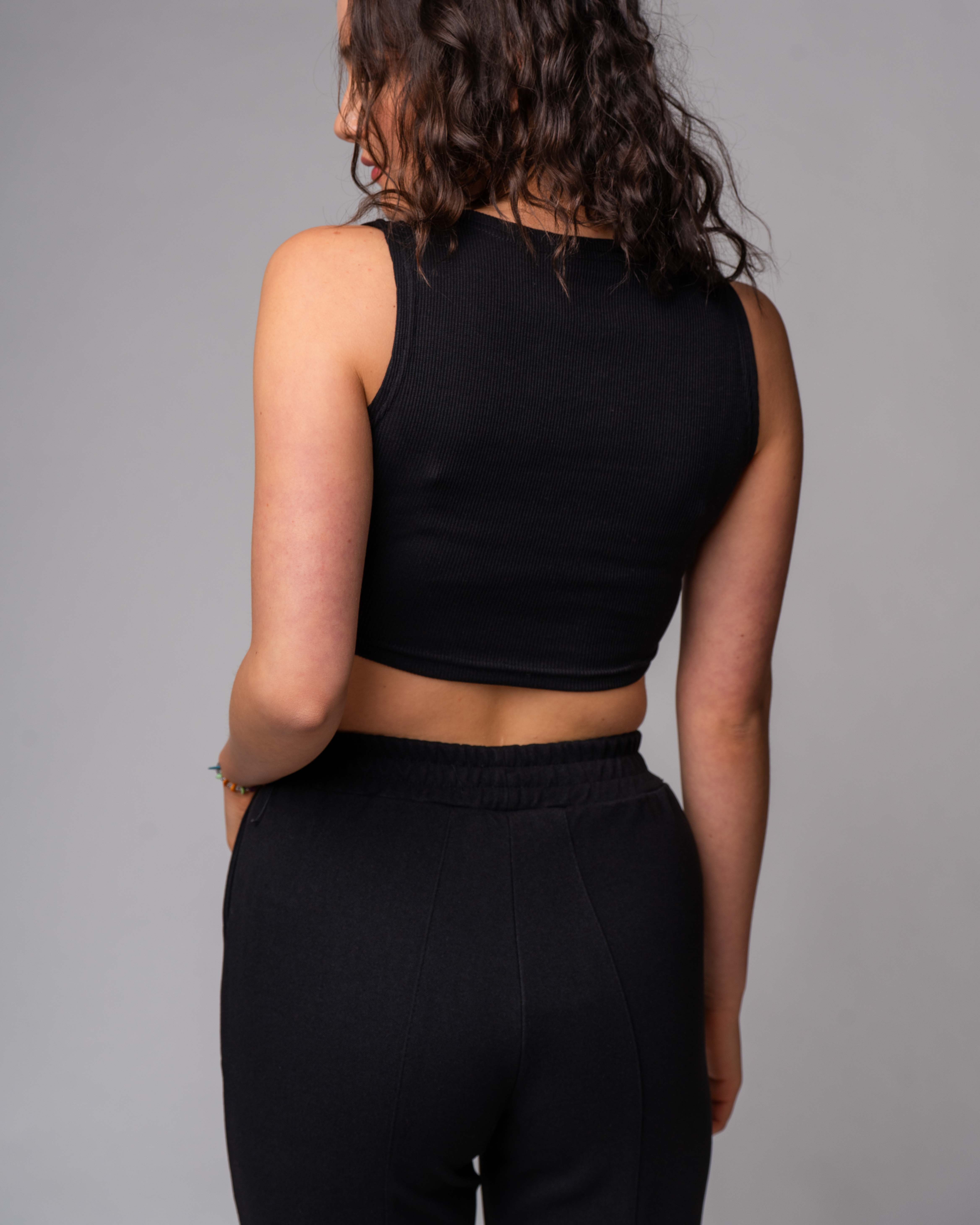 Schwarzes Cropped-Stricktop VOVK 3