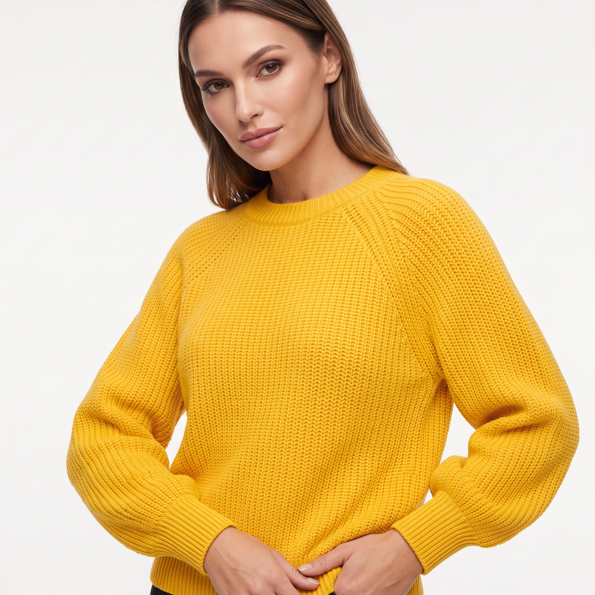 Gestrickter Raglan Pullover in Gelb VOVK