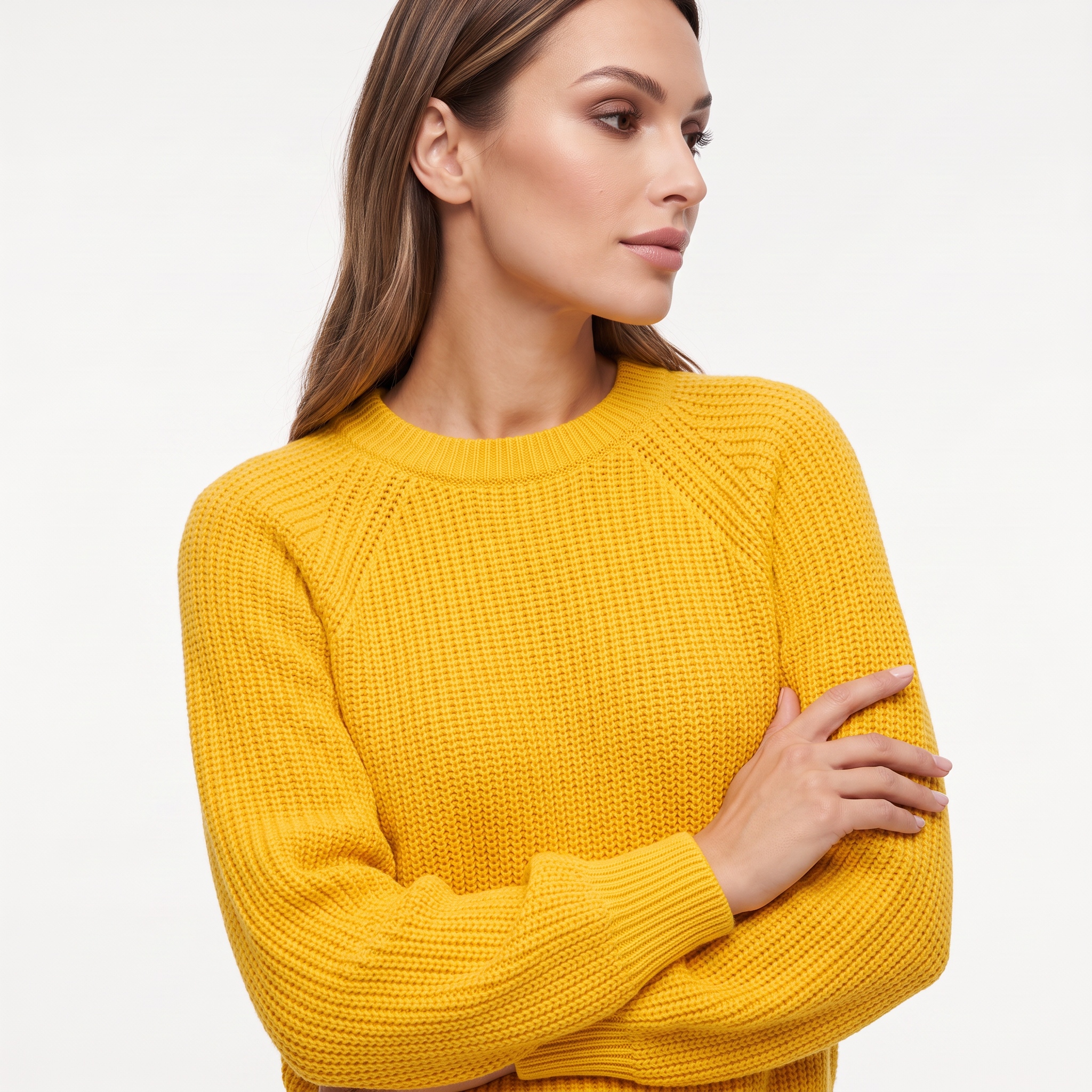 Gestrickter Raglan Pullover in Gelb VOVK 3